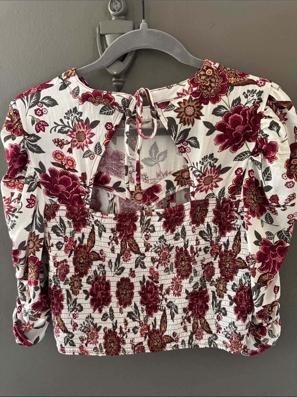 Floral Boho Puff-Sleeve Corset Top  - Sexy Back Cutout